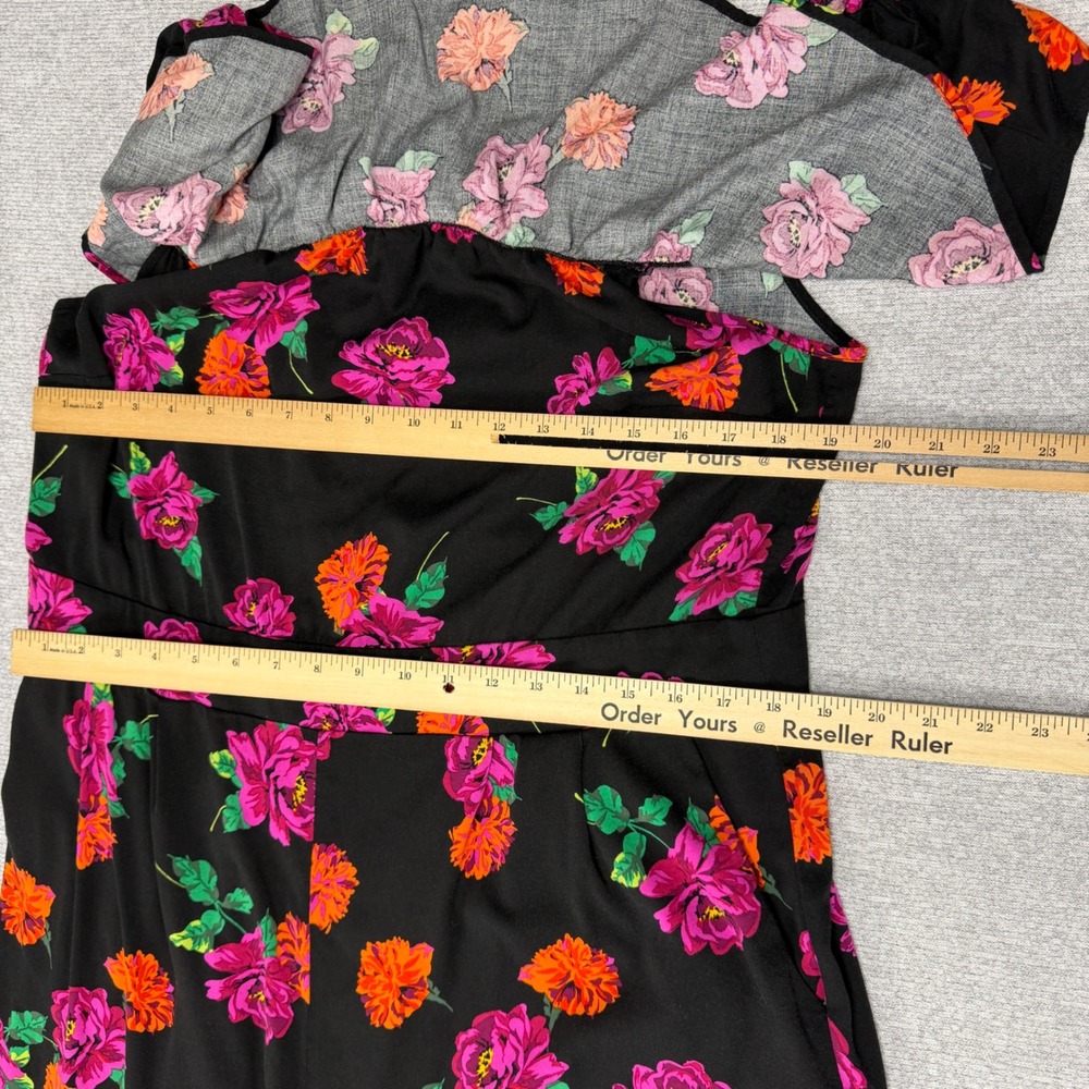 Torrid Black Floral Off Shoulder Smocked Wide Leg Jumpsuit Womens Plus Size 2 2X - Picture 9 of 16